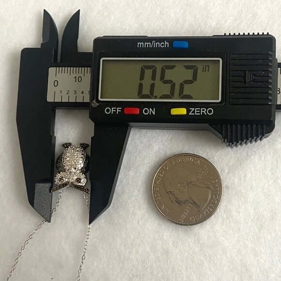 Sterling Silver 925 Black White Owl Single Diamond Pendant Necklace 18" Chain - Picture 15 of 16